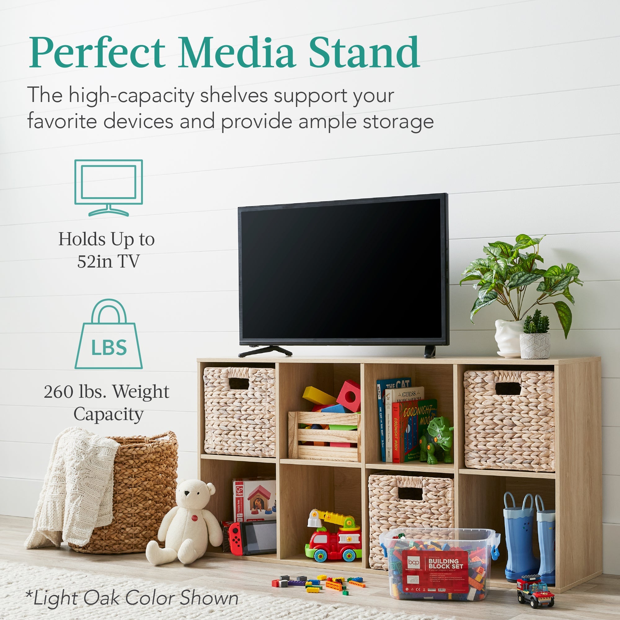8-Cube Bookshelf 13.5in Storage Display with Removable Panels Customizable for simple setup and everyday use