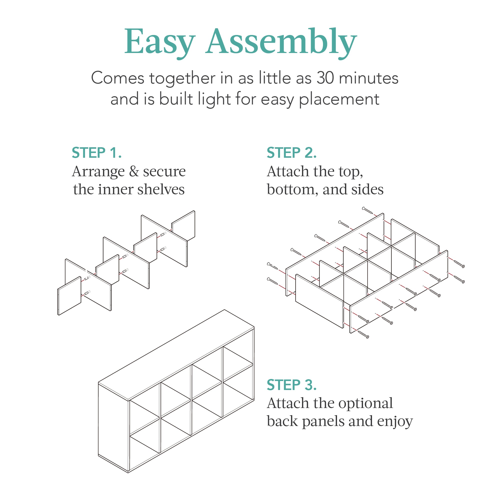 8-Cube Bookshelf 13.5in Storage Display with Removable Panels Customizable for simple setup and everyday use