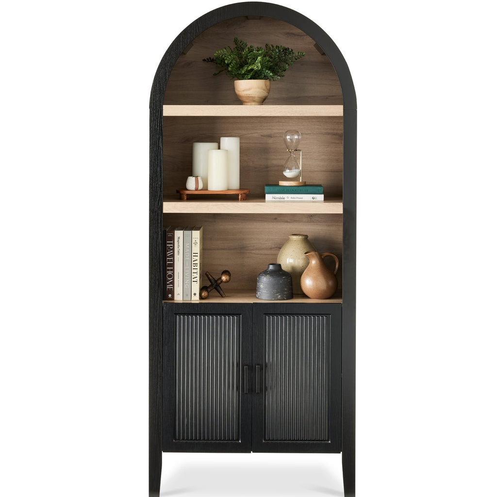 72\" Tall Arched Pantry Cabinet with Doors 5-Tier Storage Cabinet with Shelves for comfortable home living