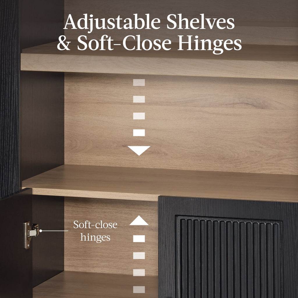 72\" Tall Arched Pantry Cabinet with Doors 5-Tier Storage Cabinet with Shelves for comfortable home living