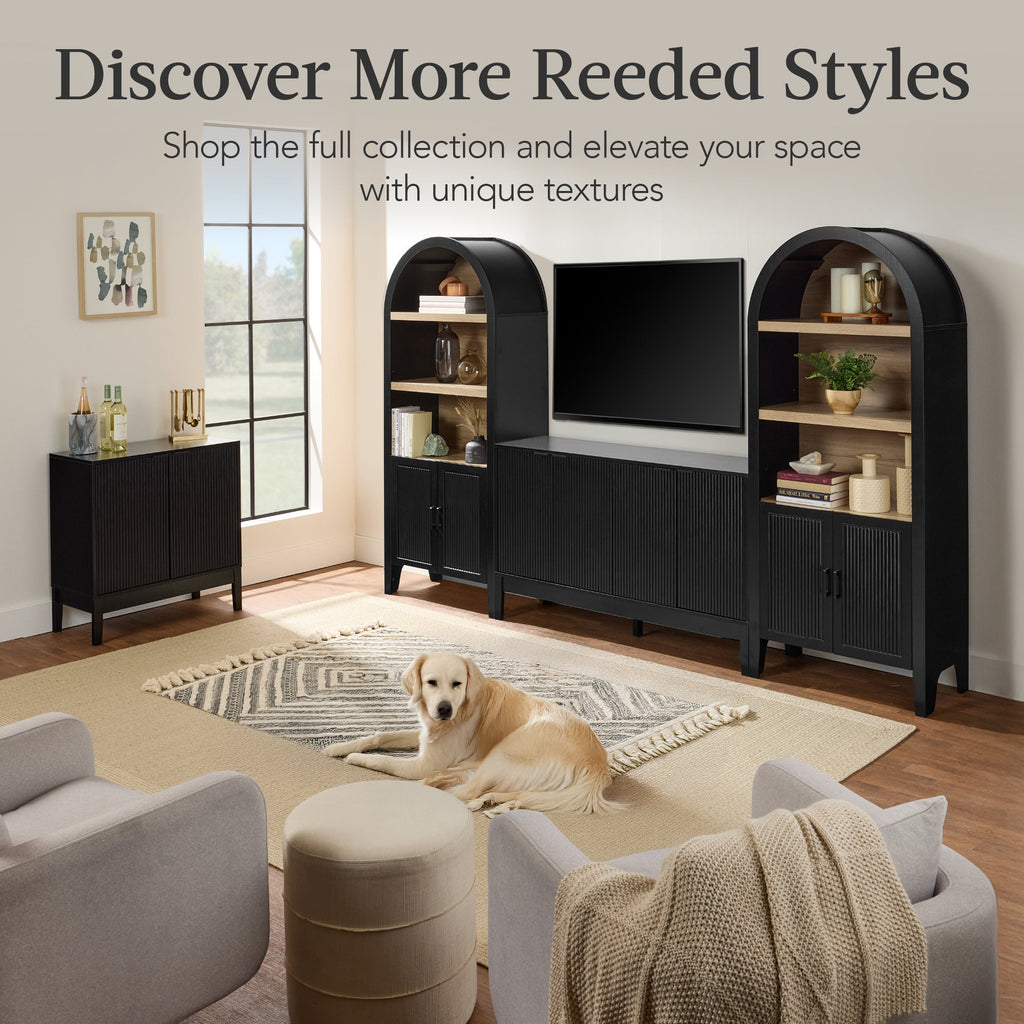 72\" Tall Arched Pantry Cabinet with Doors 5-Tier Storage Cabinet with Shelves for comfortable home living