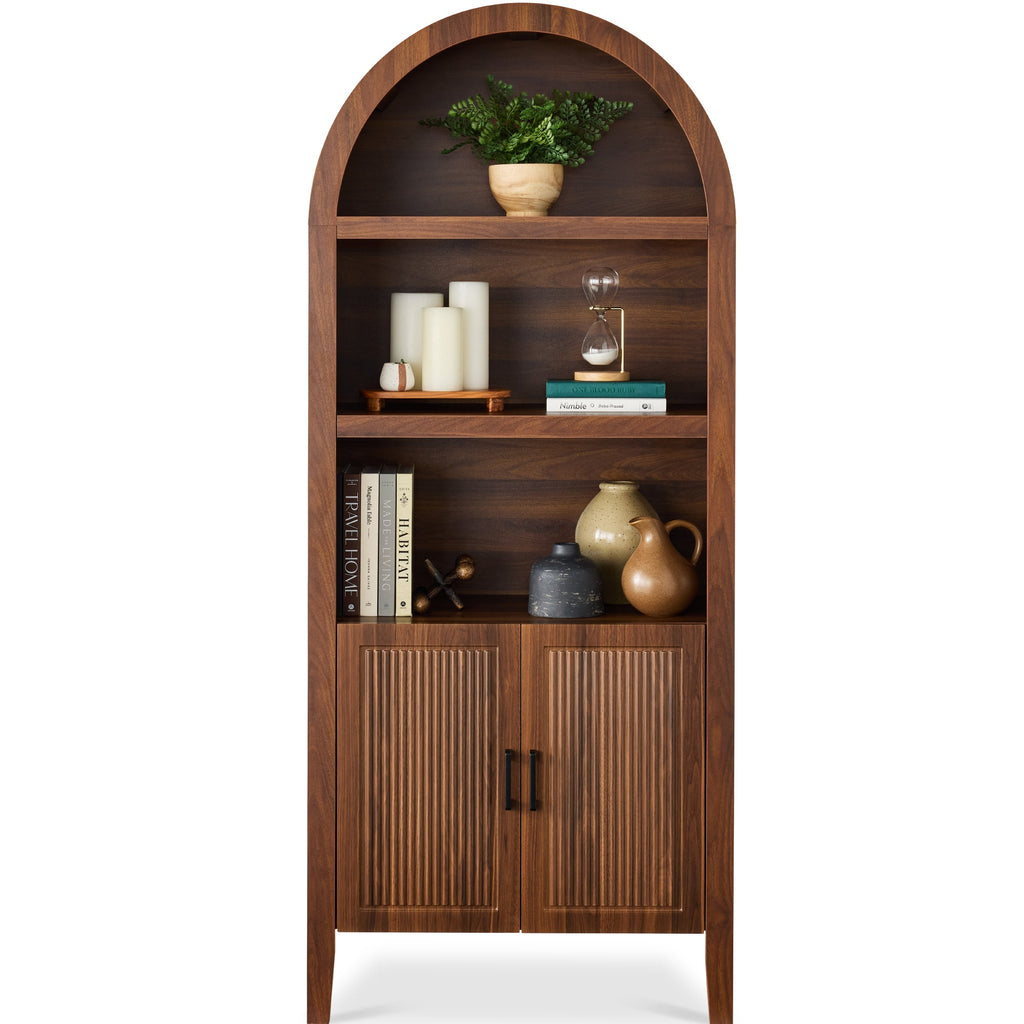 72\" Tall Arched Pantry Cabinet with Doors 5-Tier Storage Cabinet with Shelves for comfortable home living