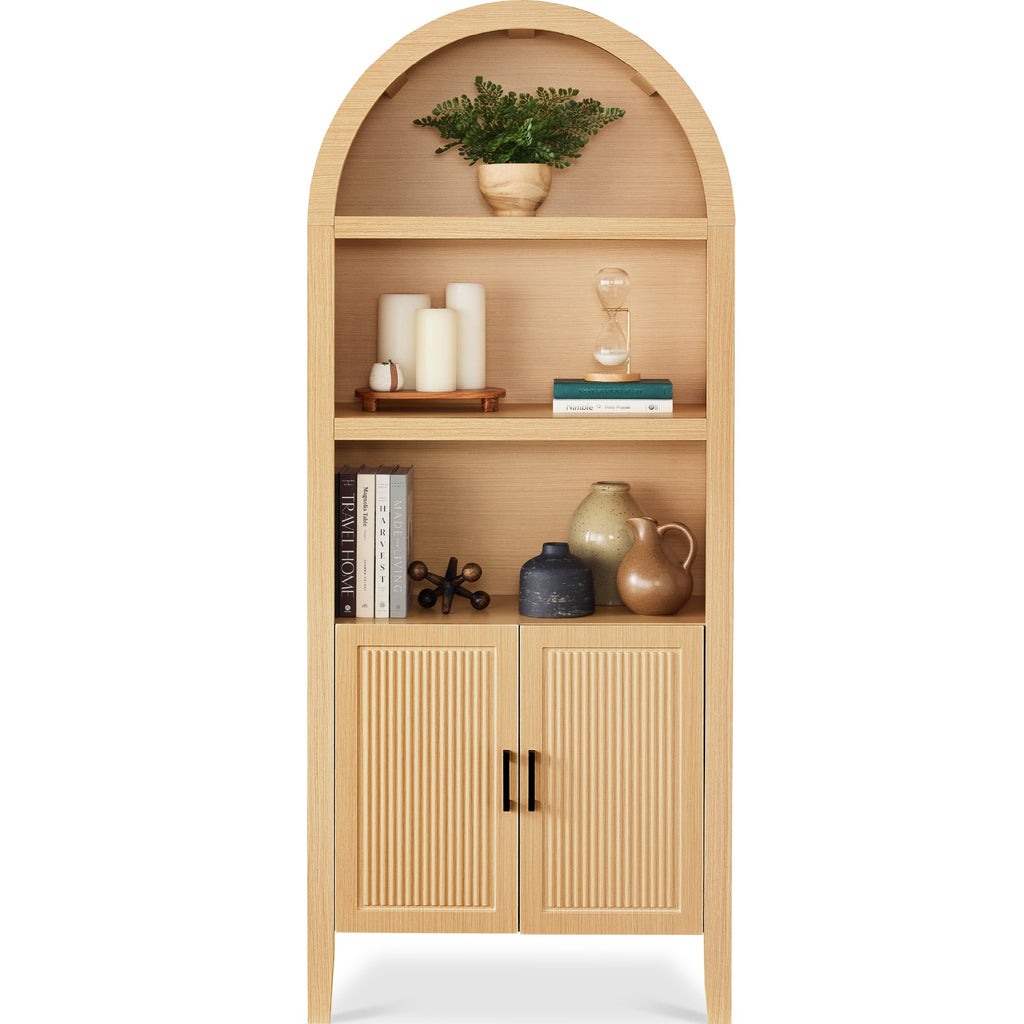 72\" Tall Arched Pantry Cabinet with Doors 5-Tier Storage Cabinet with Shelves for comfortable home living