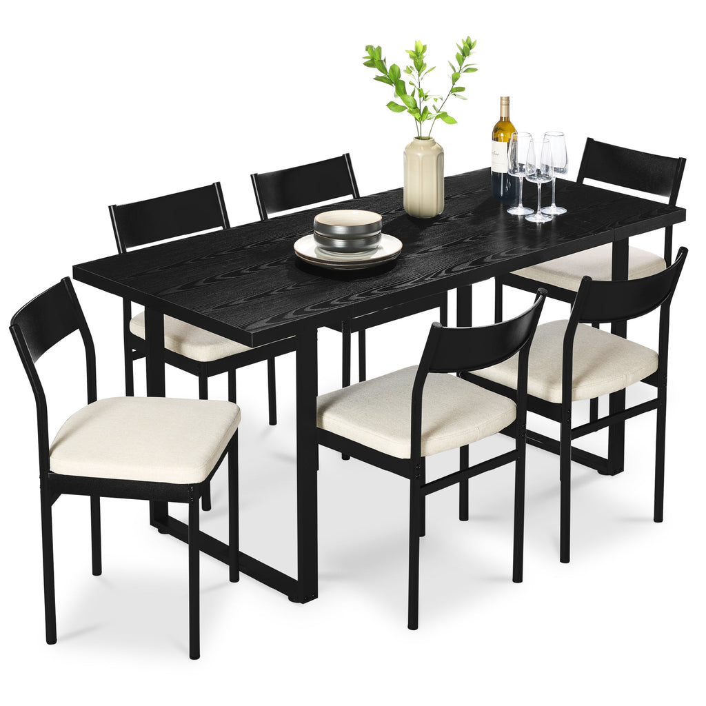 7-Piece Modern Dining Set Kitchen Table with 6 Chairs Metal Frame with practical style for home spaces
