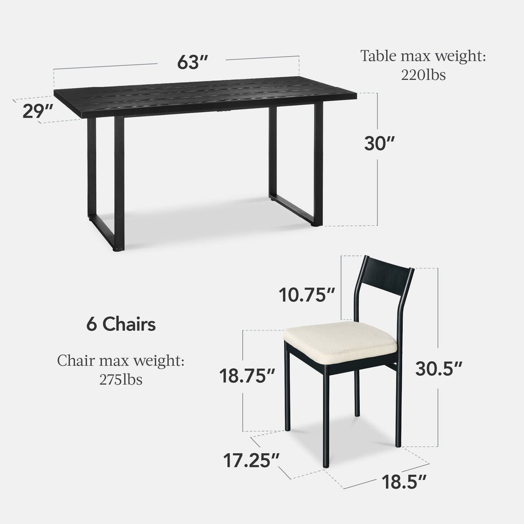7-Piece Modern Dining Set Kitchen Table with 6 Chairs Metal Frame with practical style for home spaces
