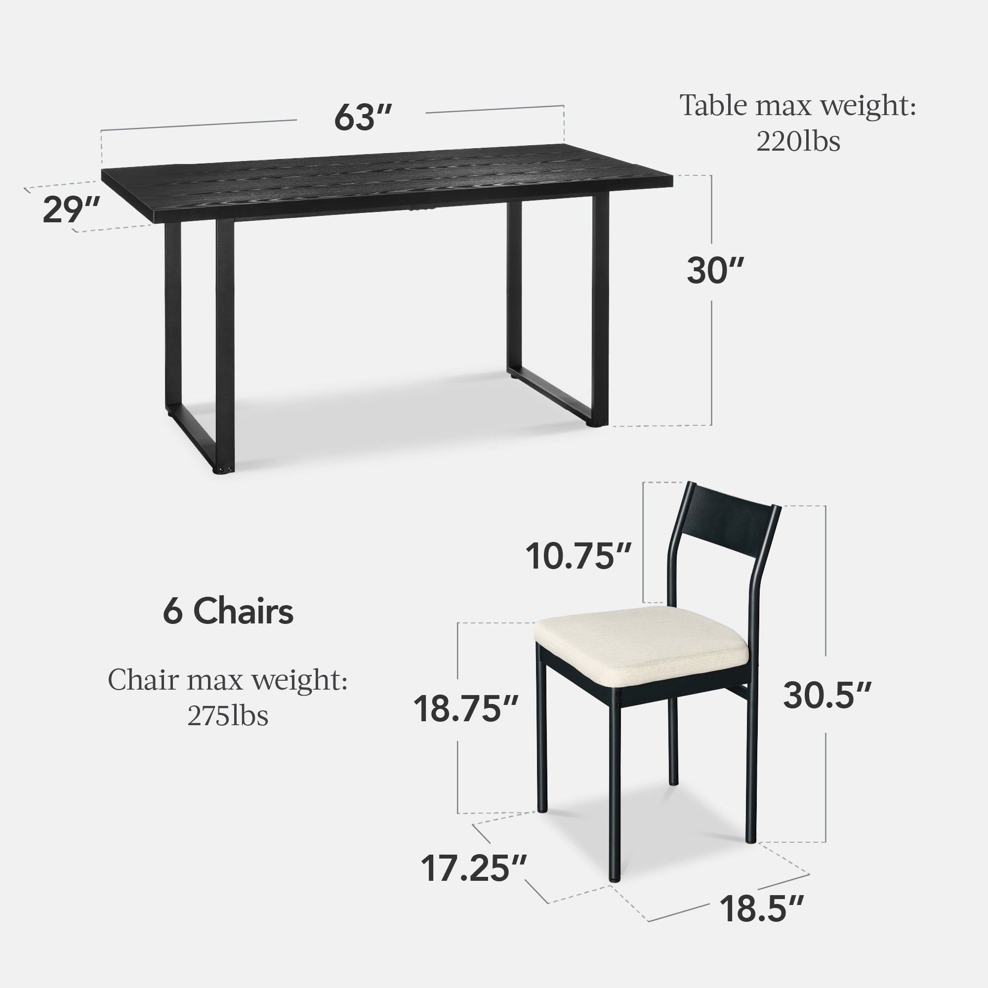 7-Piece Modern Dining Set Kitchen Table with 6 Chairs Metal Frame with practical style for home spaces