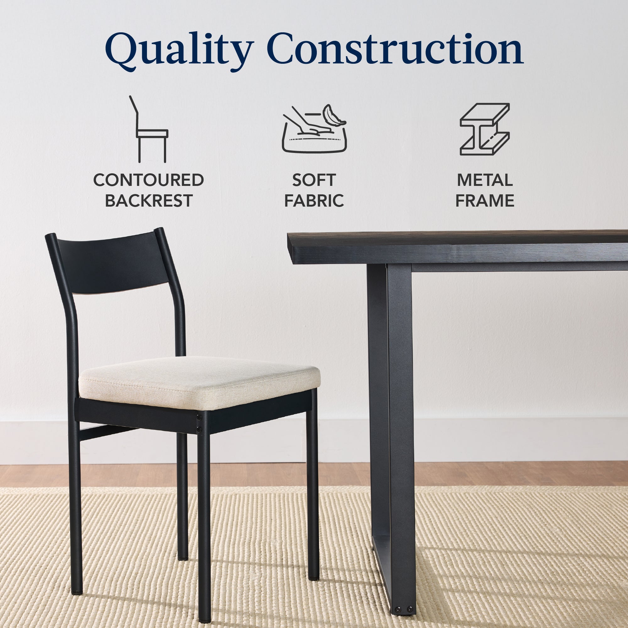 7-Piece Modern Dining Set Kitchen Table with 6 Chairs Metal Frame with practical style for home spaces