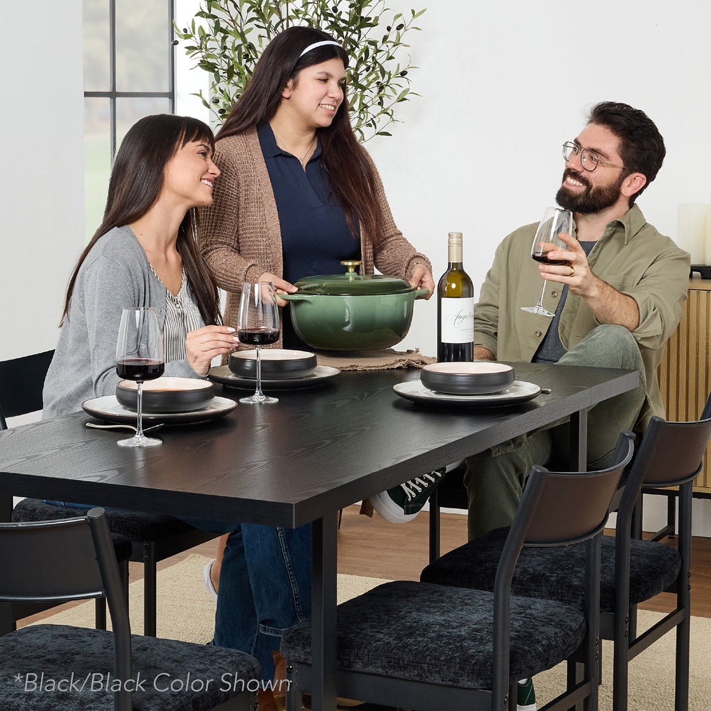 7-Piece Modern Dining Set Kitchen Table with 6 Chairs Metal Frame with practical style for home spaces