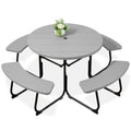 8-Person Circular Picnic Table with Umbrella Hole 4 Benches with practical outdoor-ready details
