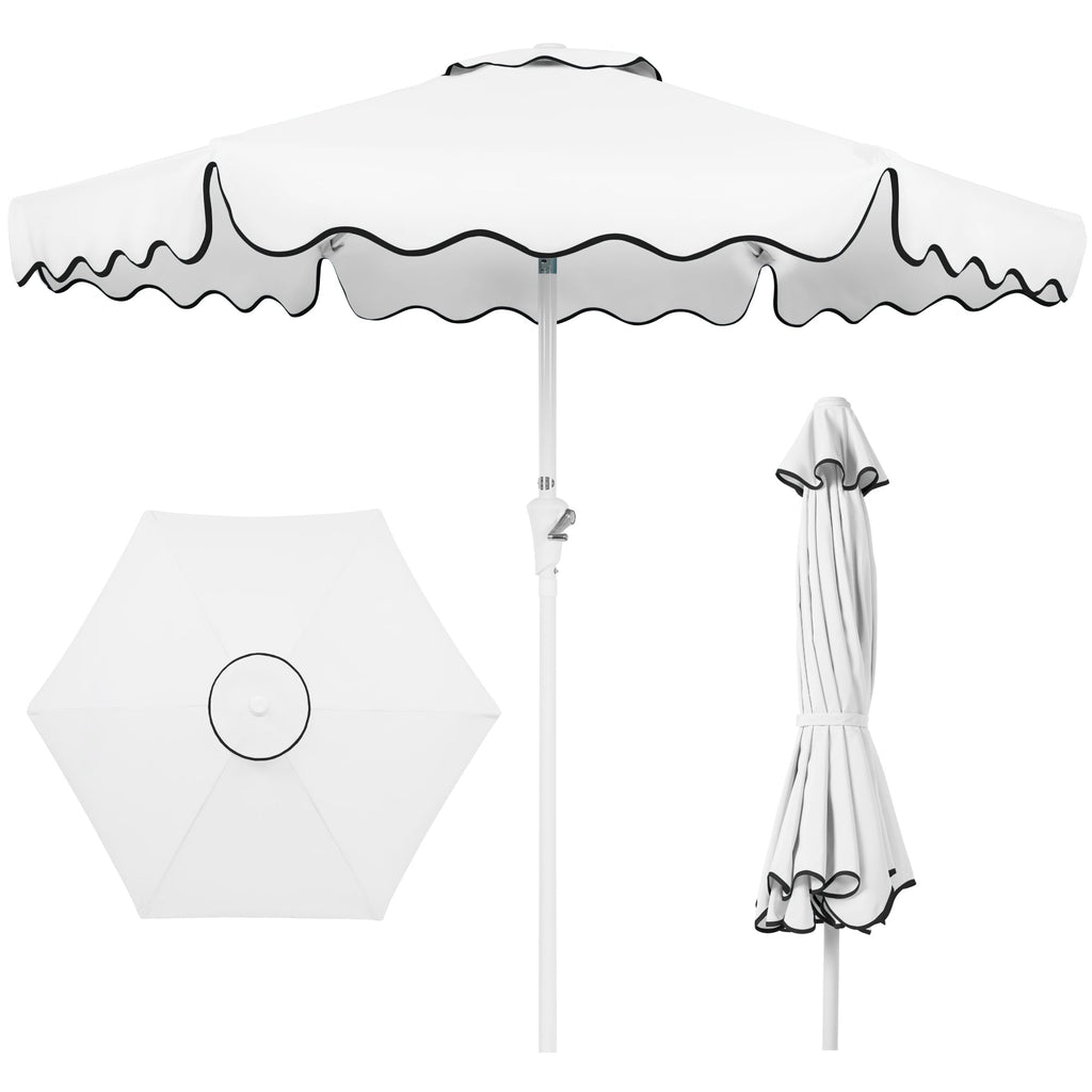 7.5ft Patio Market Umbrella,Wavy Trim UV-Fade-Resistant Crank and Tilt for outdoor comfort and convenience