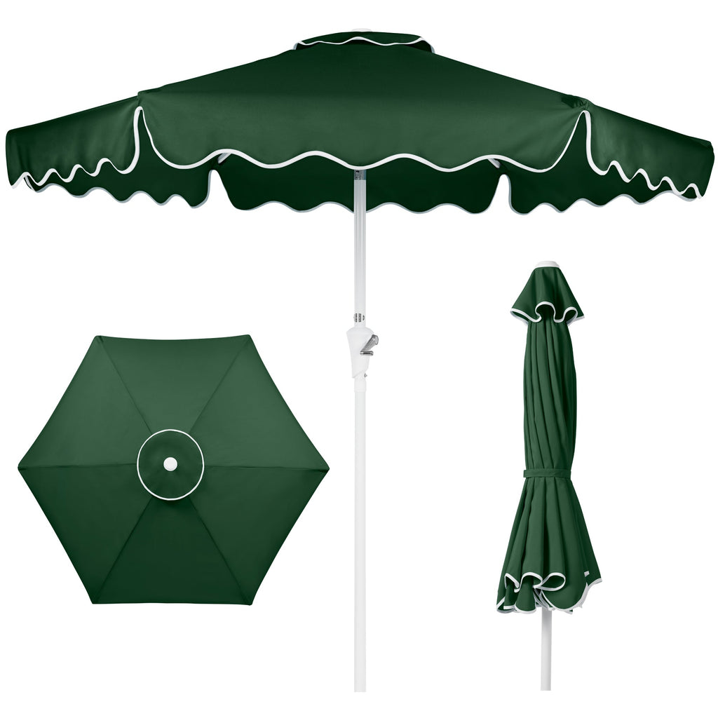 7.5ft Patio Market Umbrella,Wavy Trim UV-Fade-Resistant Crank and Tilt for outdoor comfort and convenience