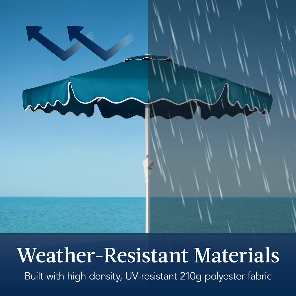 7.5ft Patio Market Umbrella,Wavy Trim UV-Fade-Resistant Crank and Tilt for outdoor comfort and convenience
