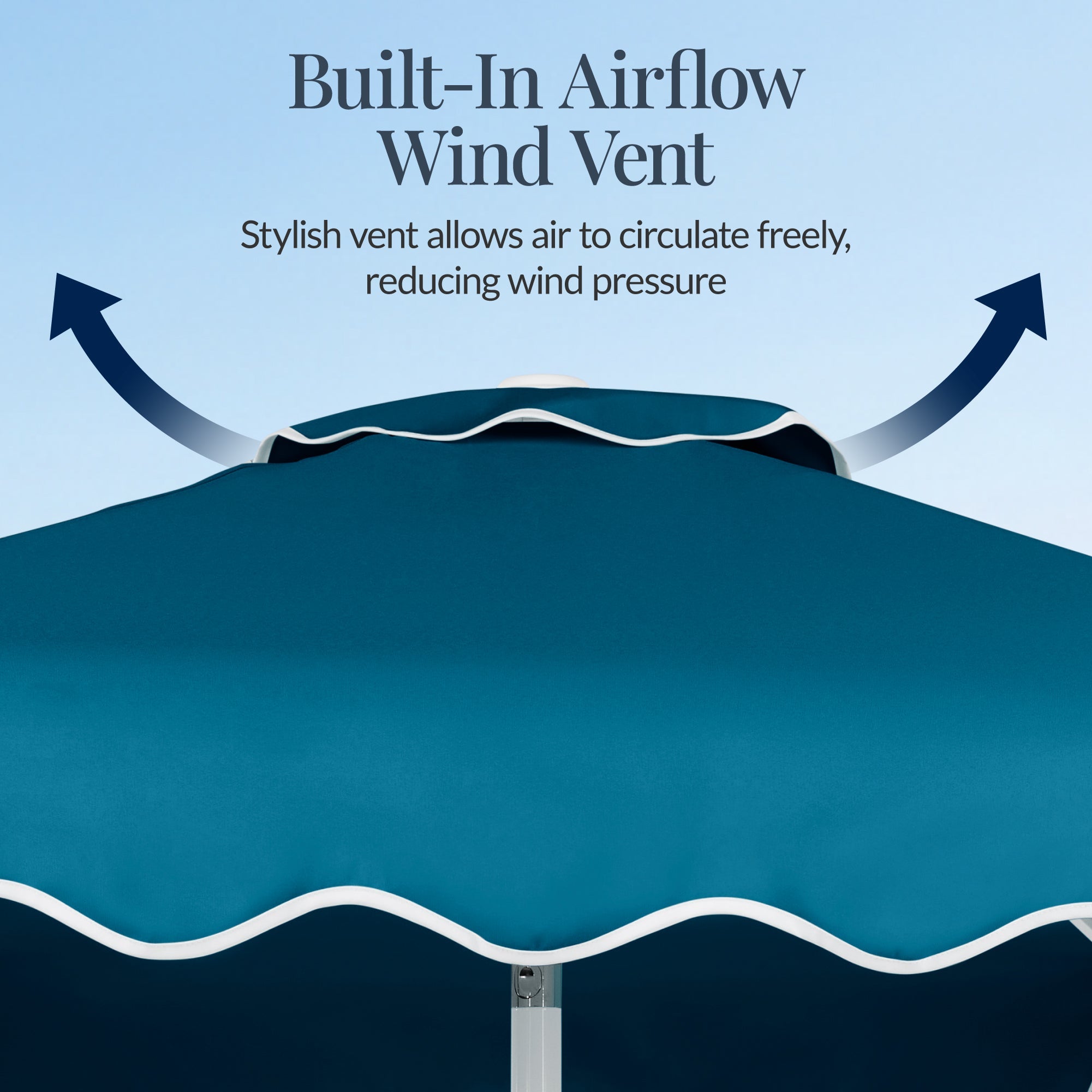 7.5ft Patio Market Umbrella,Wavy Trim UV-Fade-Resistant Crank and Tilt for outdoor comfort and convenience