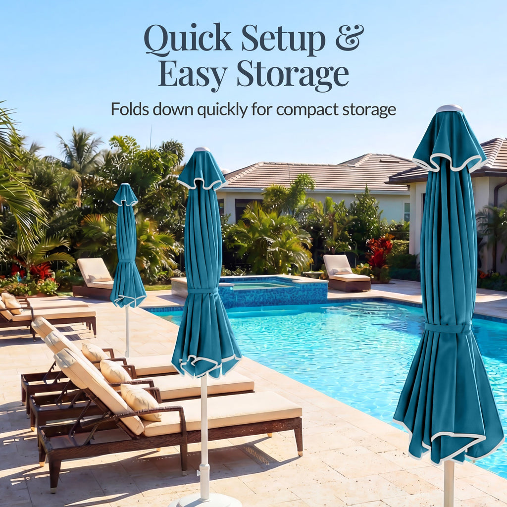 7.5ft Patio Market Umbrella,Wavy Trim UV-Fade-Resistant Crank and Tilt for outdoor comfort and convenience