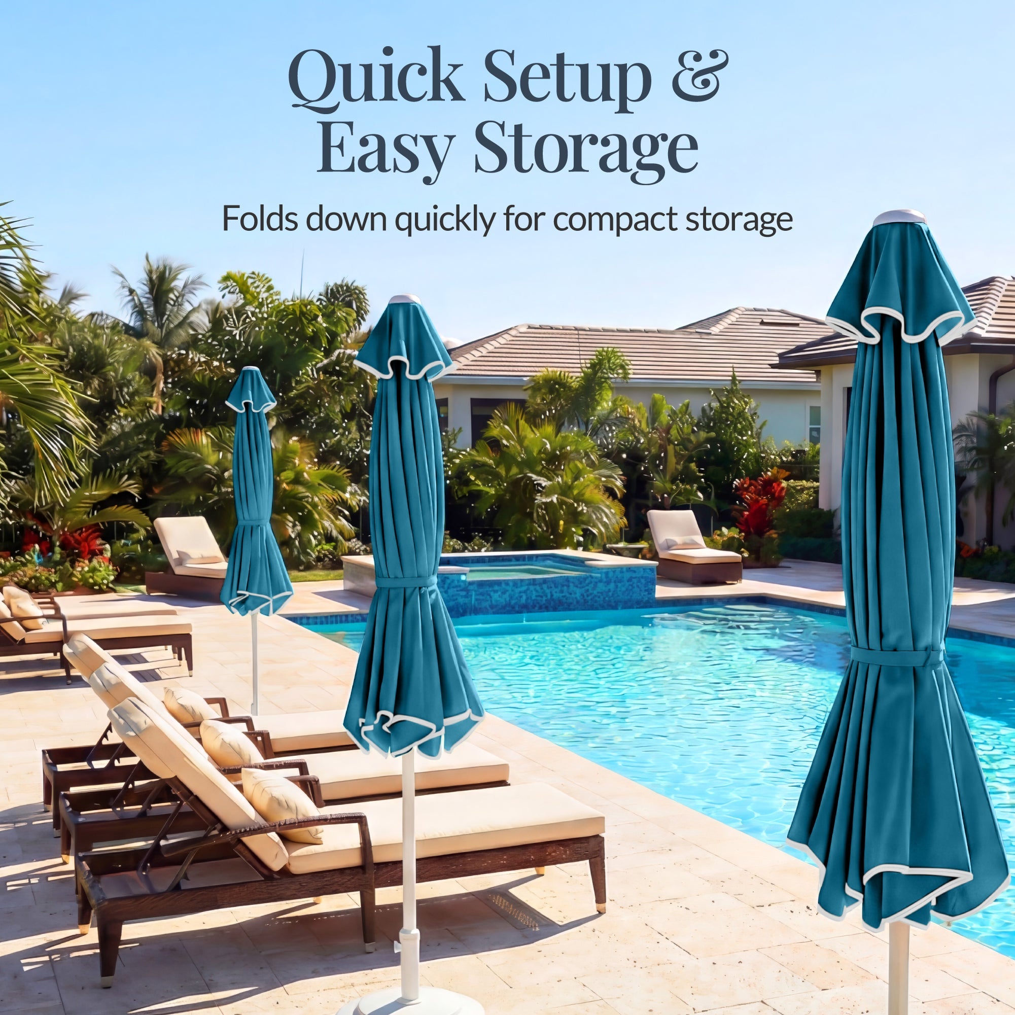 7.5ft Patio Market Umbrella,Wavy Trim UV-Fade-Resistant Crank and Tilt for outdoor comfort and convenience